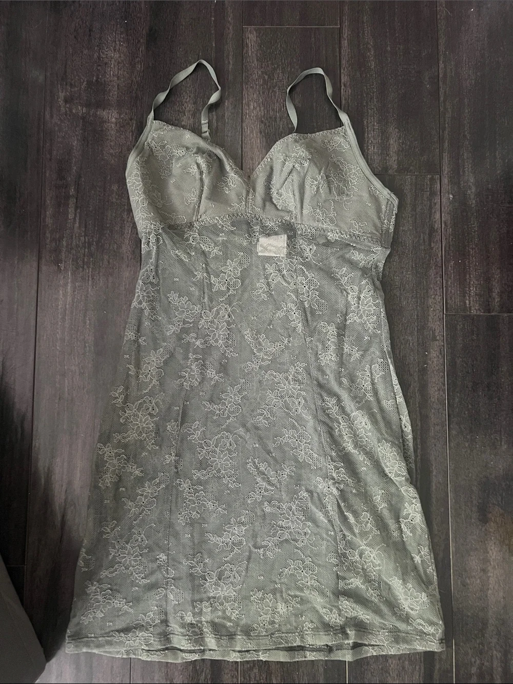 Lace Slip Dress in Sage Green - Picture 2 of 5